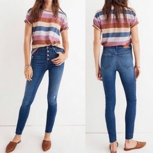 Madewell Jeans 10" High-rise Skinny Distressed Raw Edge Hem Denim Blue, …